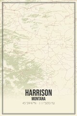 Retro US city map of Harrison, Montana. Vintage street map.