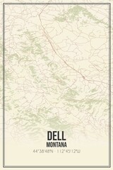 Fototapeta premium Retro US city map of Dell, Montana. Vintage street map.