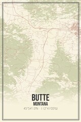 Fototapeta premium Retro US city map of Butte, Montana. Vintage street map.