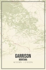 Retro US city map of Garrison, Montana. Vintage street map.