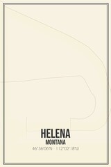 Retro US city map of Helena, Montana. Vintage street map.