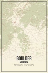 Retro US city map of Boulder, Montana. Vintage street map.