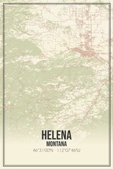 Retro US city map of Helena, Montana. Vintage street map.