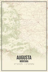 Retro US city map of Augusta, Montana. Vintage street map.
