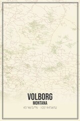 Fototapeta premium Retro US city map of Volborg, Montana. Vintage street map.