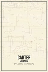 Retro US city map of Carter, Montana. Vintage street map.