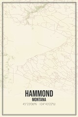 Retro US city map of Hammond, Montana. Vintage street map.
