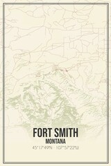 Retro US city map of Fort Smith, Montana. Vintage street map.