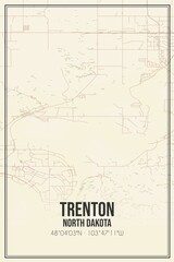 Retro US city map of Trenton, North Dakota. Vintage street map.