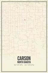 Retro US city map of Carson, North Dakota. Vintage street map.