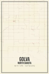 Retro US city map of Golva, North Dakota. Vintage street map.
