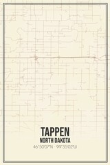 Retro US city map of Tappen, North Dakota. Vintage street map.