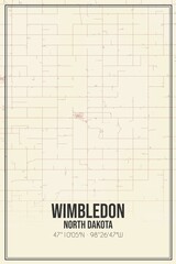 Retro US city map of Wimbledon, North Dakota. Vintage street map.