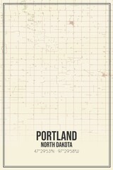 Retro US city map of Portland, North Dakota. Vintage street map.