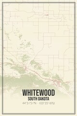 Retro US city map of Whitewood, South Dakota. Vintage street map.