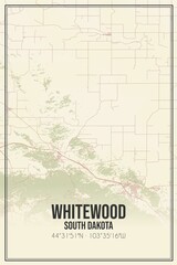 Retro US city map of Whitewood, South Dakota. Vintage street map.