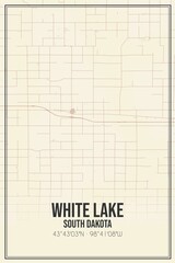 Retro US city map of White Lake, South Dakota. Vintage street map.