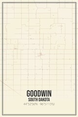 Retro US city map of Goodwin, South Dakota. Vintage street map.