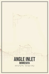 Retro US city map of Angle Inlet, Minnesota. Vintage street map.