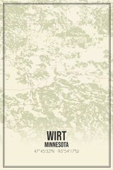 Retro US city map of Wirt, Minnesota. Vintage street map.
