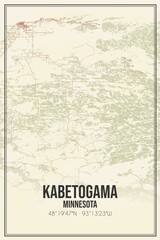 Fototapeta premium Retro US city map of Kabetogama, Minnesota. Vintage street map.