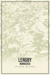 Retro US city map of Lengby, Minnesota. Vintage street map.
