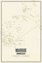 Retro US city map of Margie, Minnesota. Vintage street map.