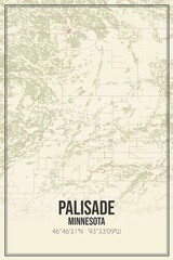 Retro US city map of Palisade, Minnesota. Vintage street map.