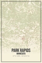 Retro US city map of Park Rapids, Minnesota. Vintage street map.