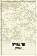 Retro US city map of Deerwood, Minnesota. Vintage street map.