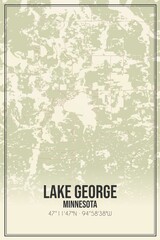 Retro US city map of Lake George, Minnesota. Vintage street map.