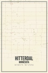 Retro US city map of Hitterdal, Minnesota. Vintage street map.