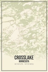 Retro US city map of Crosslake, Minnesota. Vintage street map.