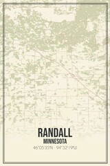 Retro US city map of Randall, Minnesota. Vintage street map.