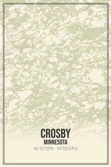 Retro US city map of Crosby, Minnesota. Vintage street map.