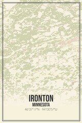 Retro US city map of Ironton, Minnesota. Vintage street map.