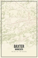 Fototapeta premium Retro US city map of Baxter, Minnesota. Vintage street map.