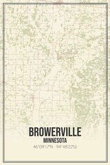 Retro US city map of Browerville, Minnesota. Vintage street map.