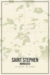 Retro US city map of Saint Stephen, Minnesota. Vintage street map.