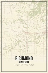 Retro US city map of Richmond, Minnesota. Vintage street map.