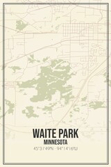 Retro US city map of Waite Park, Minnesota. Vintage street map.