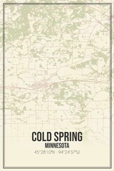 Fototapeta na wymiar Retro US city map of Cold Spring, Minnesota. Vintage street map.