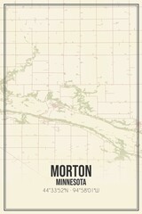 Retro US city map of Morton, Minnesota. Vintage street map.