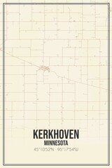 Retro US city map of Kerkhoven, Minnesota. Vintage street map.