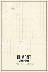 Retro US city map of Dumont, Minnesota. Vintage street map.