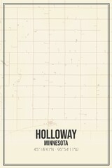 Retro US city map of Holloway, Minnesota. Vintage street map.
