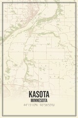 Retro US city map of Kasota, Minnesota. Vintage street map.