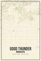 Retro US city map of Good Thunder, Minnesota. Vintage street map.