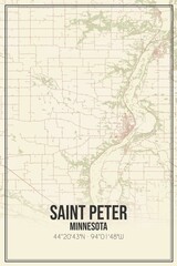 Obraz premium Retro US city map of Saint Peter, Minnesota. Vintage street map.