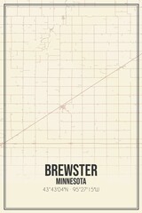 Retro US city map of Brewster, Minnesota. Vintage street map.